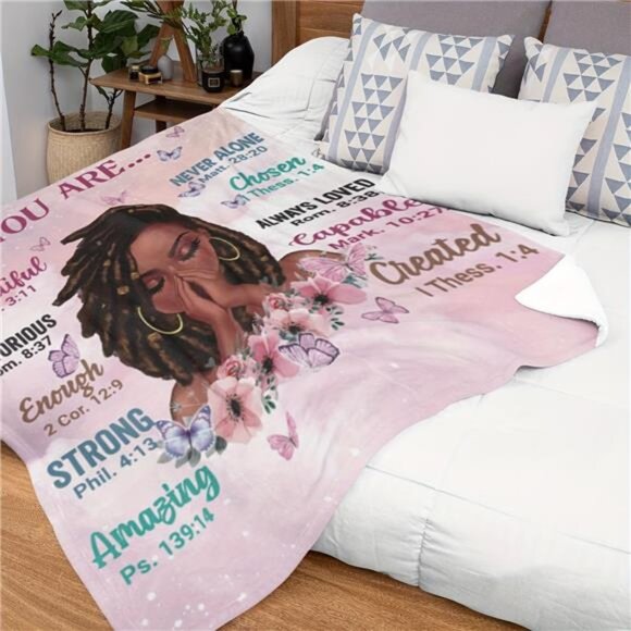Inspirational Throw Blanket Fleece Soft Cozy Bedroom Gift for Women Girls 50x60 - Picture 5 of 8